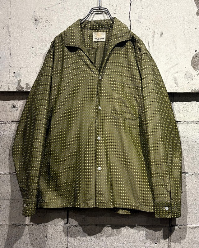 【Caka otto】60's “VAN HEUSEN”Geometric Pattern Vintage L/S Open Collar Shirt
