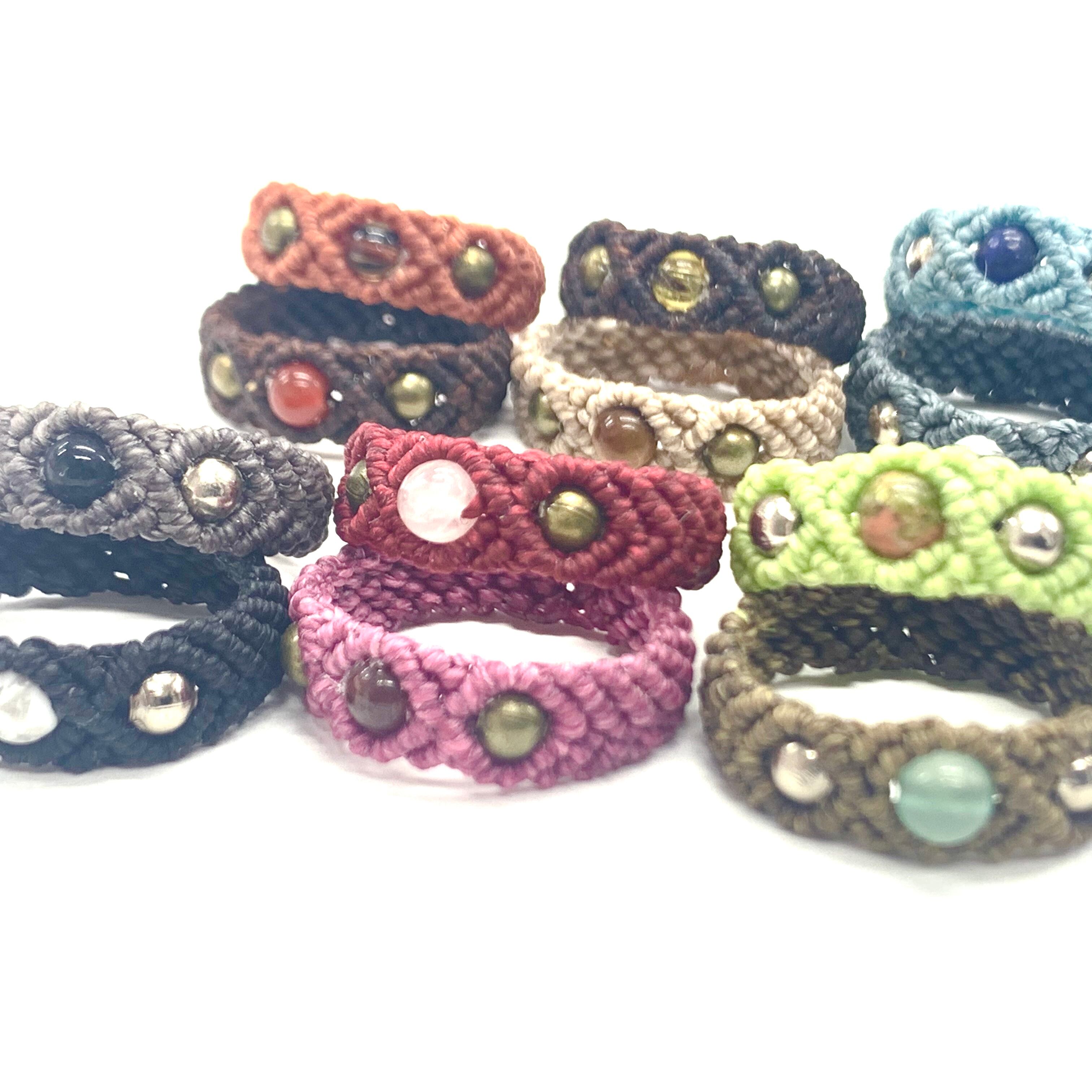 マクラメ編みのシンプルリング（指輪） | crescent-天然石アクセサリー