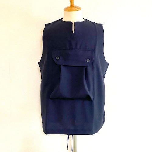 Reflax® Big Pocket Key-neck Vest　Navy