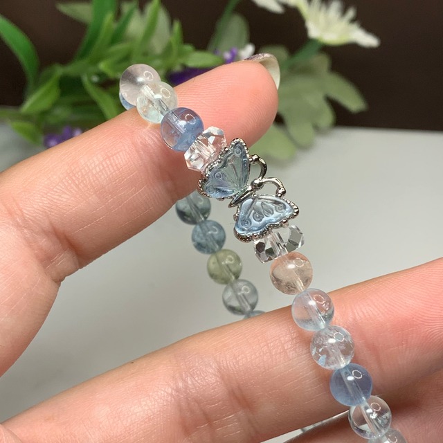 No1.~Butterfly~ミックスベリル×フローライト デザインブレスレット