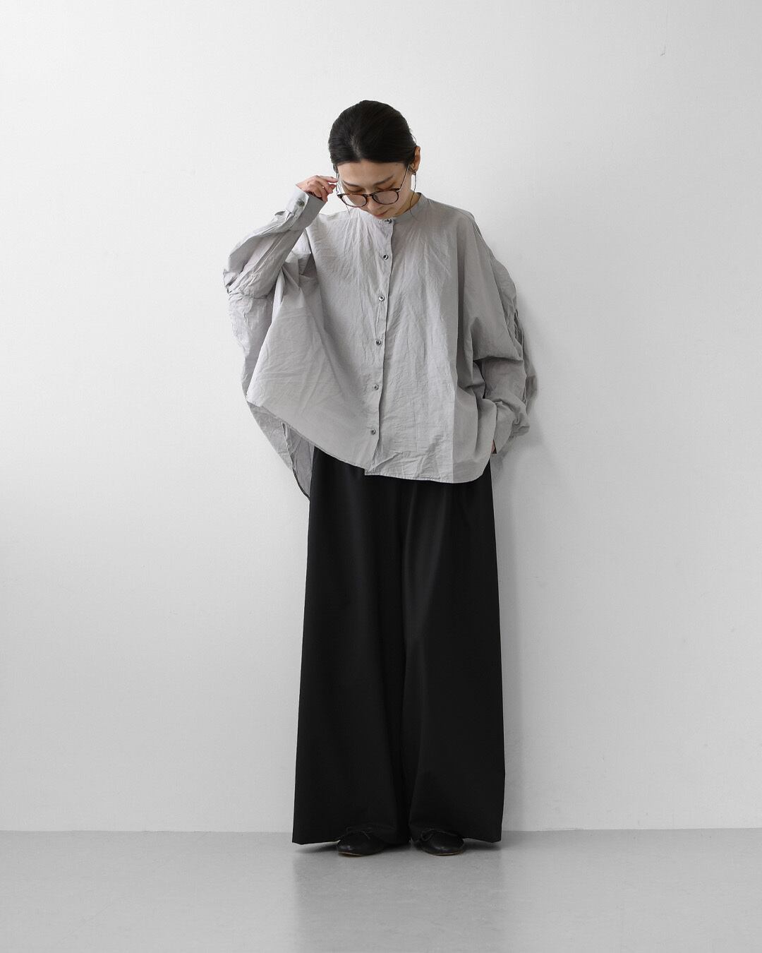 mizuiro ind [ミズイロ インド] back gather wide shirt [1-238975