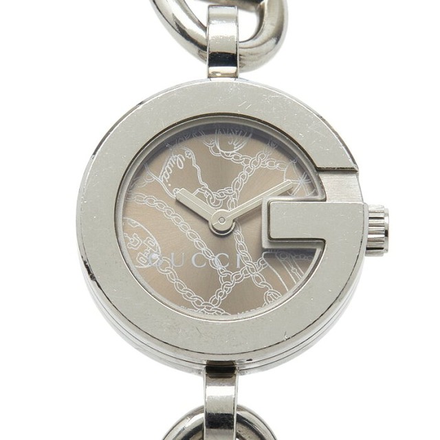グッチ Gチャーム 腕時計 107 クオーツ シルバー文字盤 ステンレススチール レディース GUCCI 【中古】