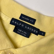 90s 00s RALPH LAUREN ラルフローレン SKINNY FIT 鹿の子 半袖 ポロシャツ S/イエロー レディース インパクト21 オールド