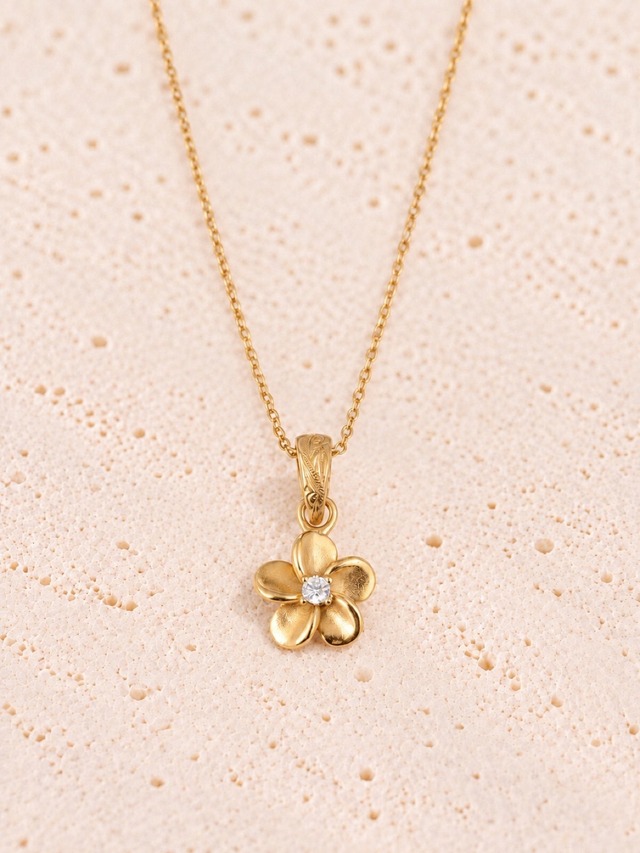 316L hawaiian plumeria necklace  #n81
