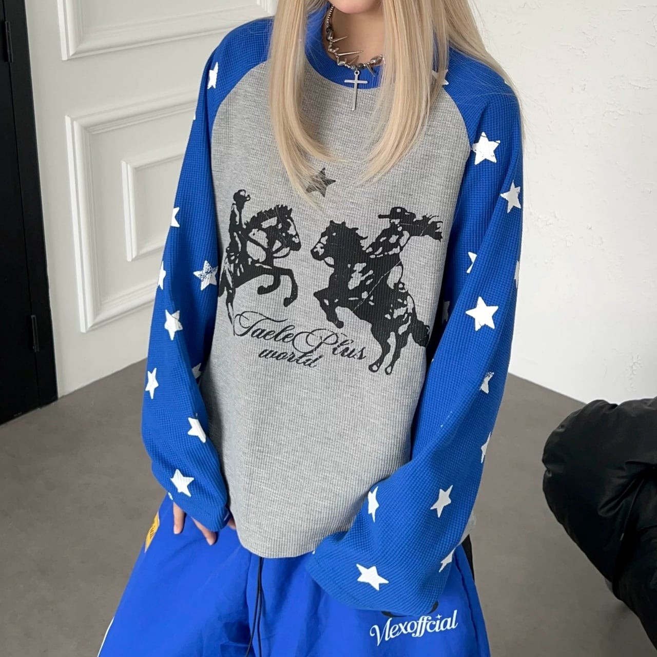 カウボーイグラフィックスターラグランワッフルTシャツ 2col R02544