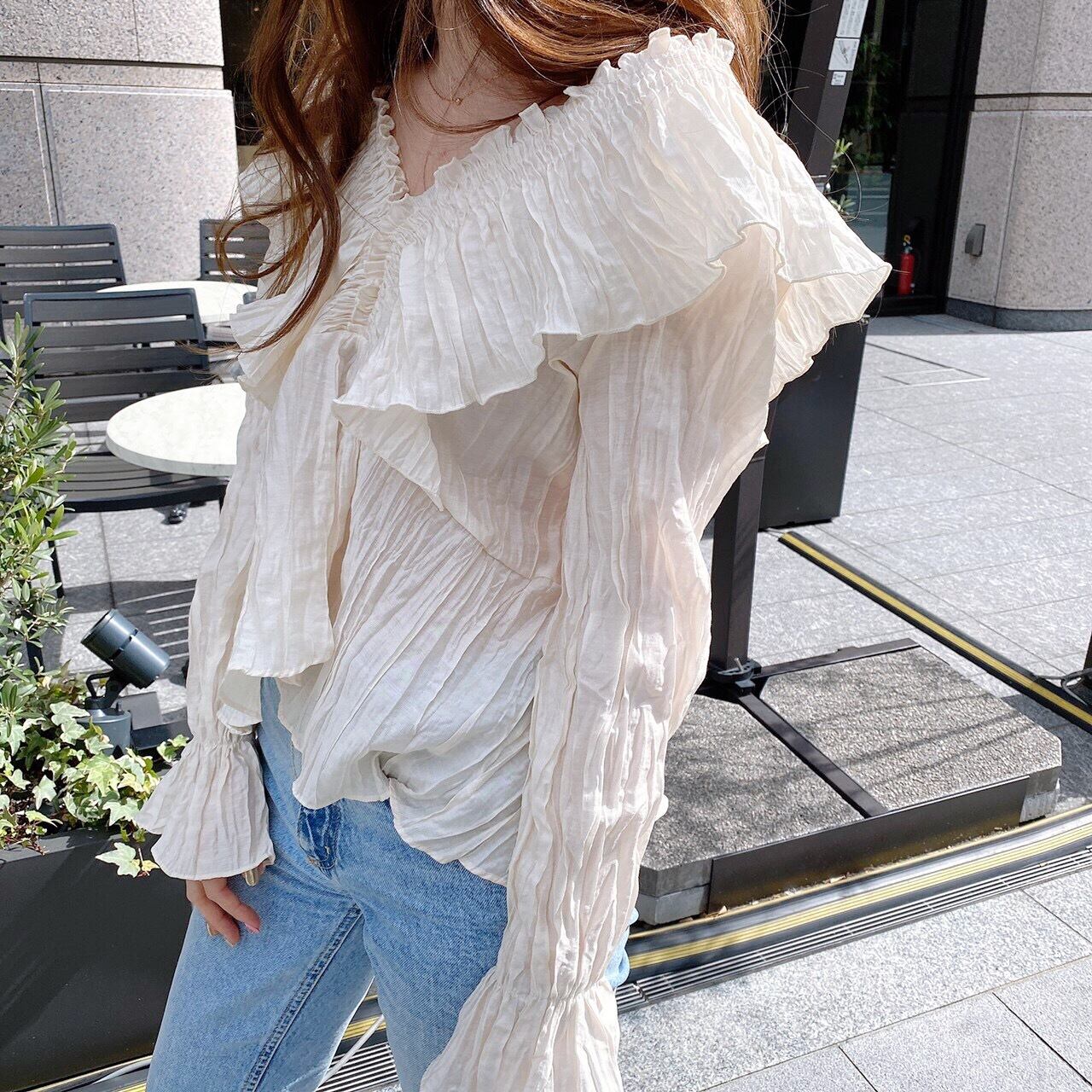 Crinkle blouse /white (3月下旬頃発送予定)