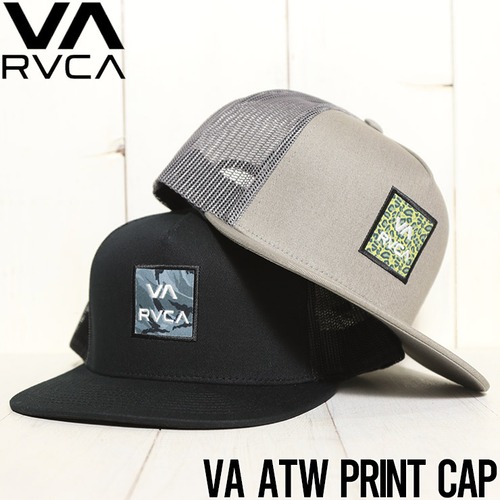 メッシュキャップ 帽子 ハット RVCA ルーカ VA ATW PRINT TRUCKER HAT AVYHA00466BLK