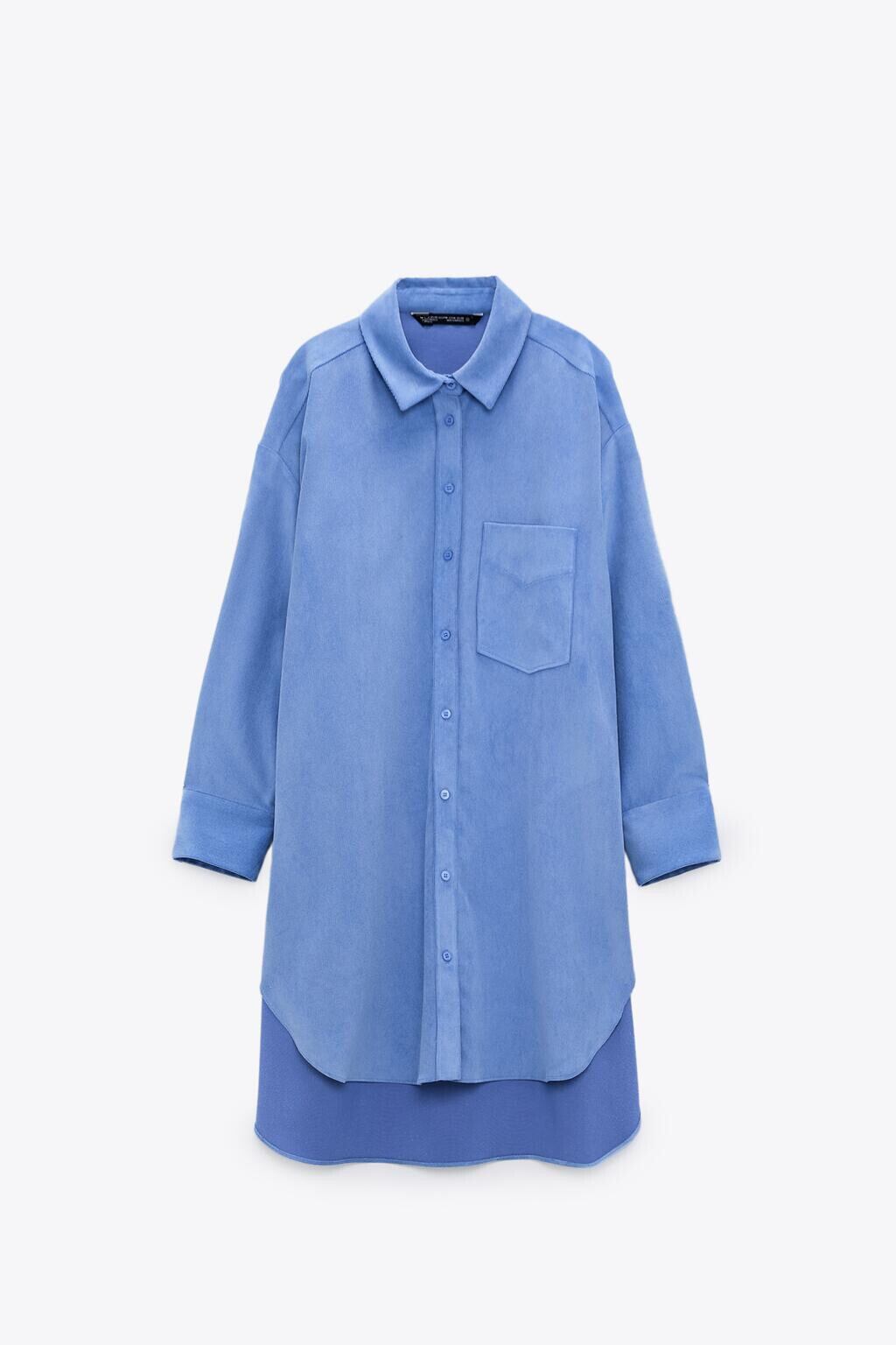 Ω ブルー薄手コーデュロイルーズシャツ ヨーロピアン Ω アイドル