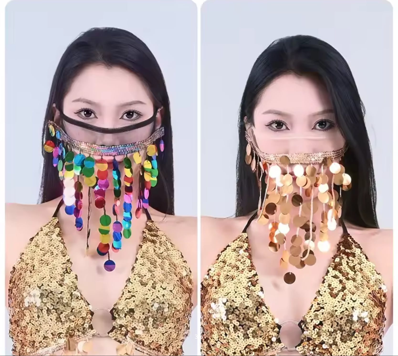 ベリーダンス コインタッセル付き スパンコールフェイスベール ― 舞台