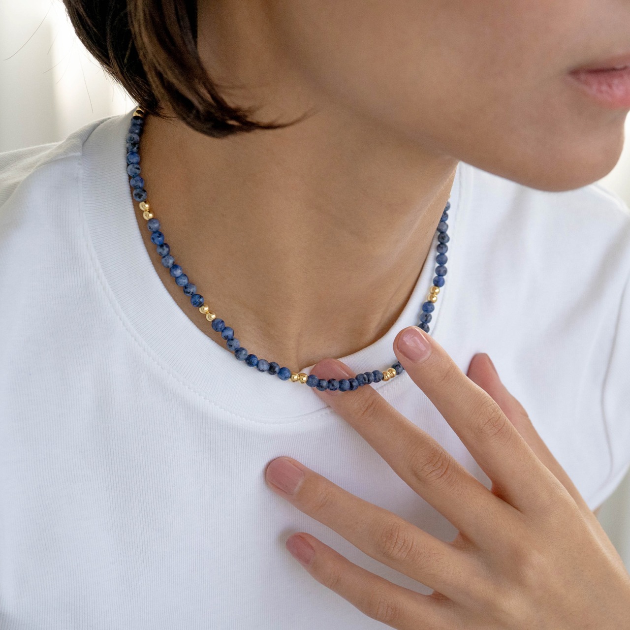 【ネコポス便】ネックレス 天然石 ネックレス レディース カラーストーン ロングネックレス ゴールドアクセント 大人 おしゃれ　2556