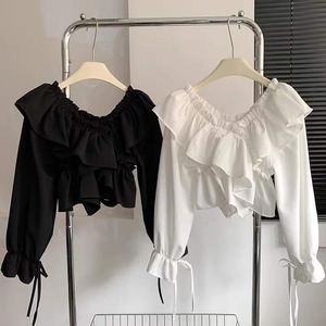 袖リボンフリル ブラウス　AJ44170-6063