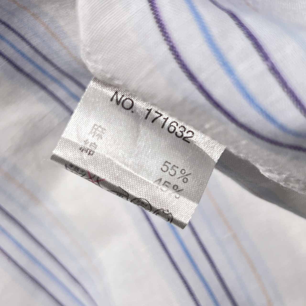 リネン混 G-STAGE comming man ジーステージ ストライプ BD ボタンダウン 半袖シャツ LL/マルチ メンズ