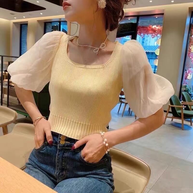 スクエアネック　袖切り替えトップス　AJ111-3023