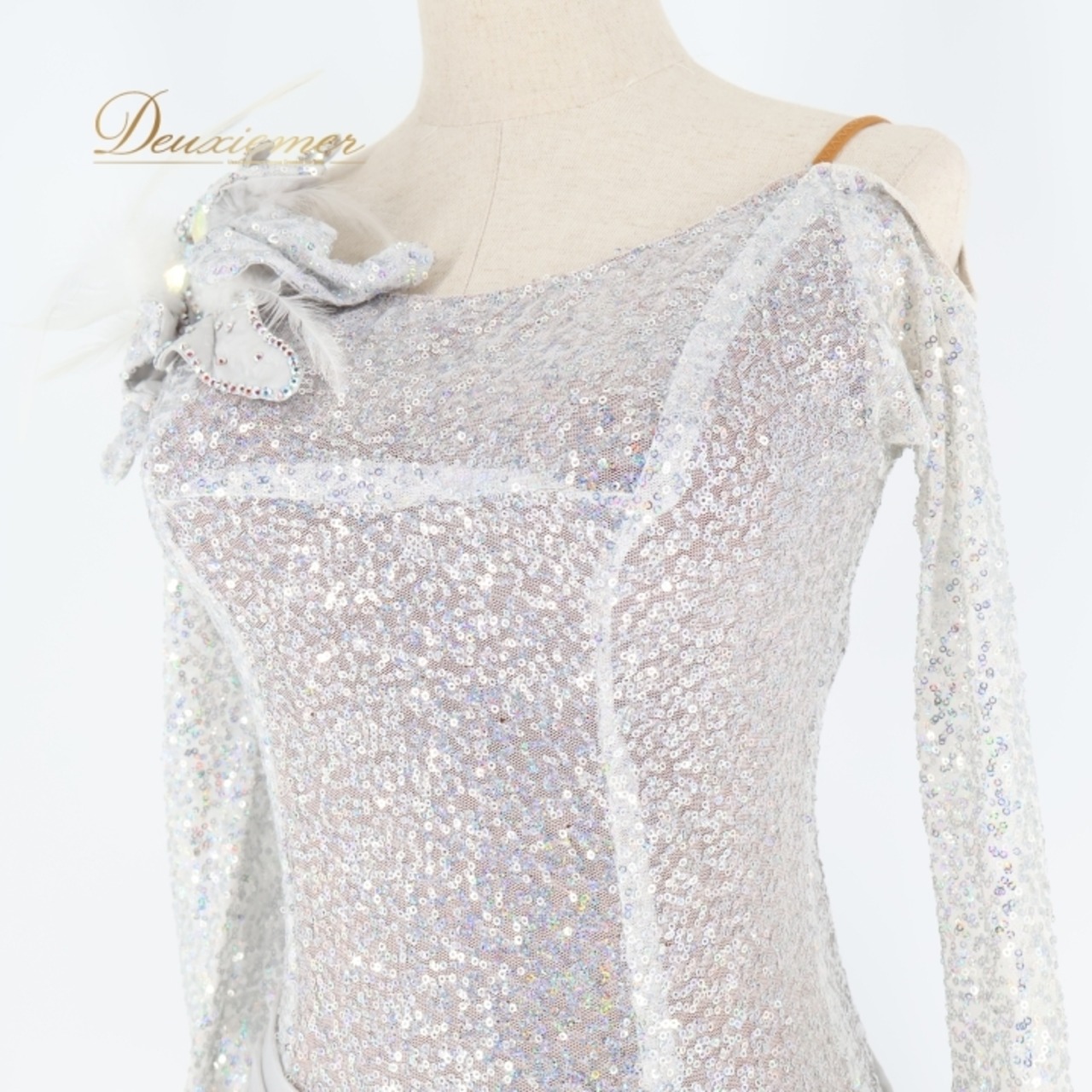 社交ダンス 衣装 ラテン スタンダード ドレス ラテンドレス ワンピース フリル デモ 競技 パーティ 発表会 シルバー系 おしゃれ フリルドレス キラキラ ダンスウェア ステージ衣装 2Way イベント用 競技用 ダンスパフォーマンス