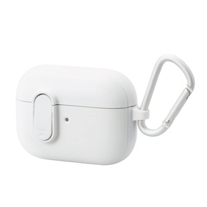 【特価処分】エレコム AirPods Pro (2019年) 対応 ケース カバー ハイブリッド TOUGH SLIM Lock ロック機能 カラビナ付 落下防止 ワイヤレス充電/MagSafe充電対応 耐衝撃 衝撃吸収 ホワイト AVA-AP2TSLWH