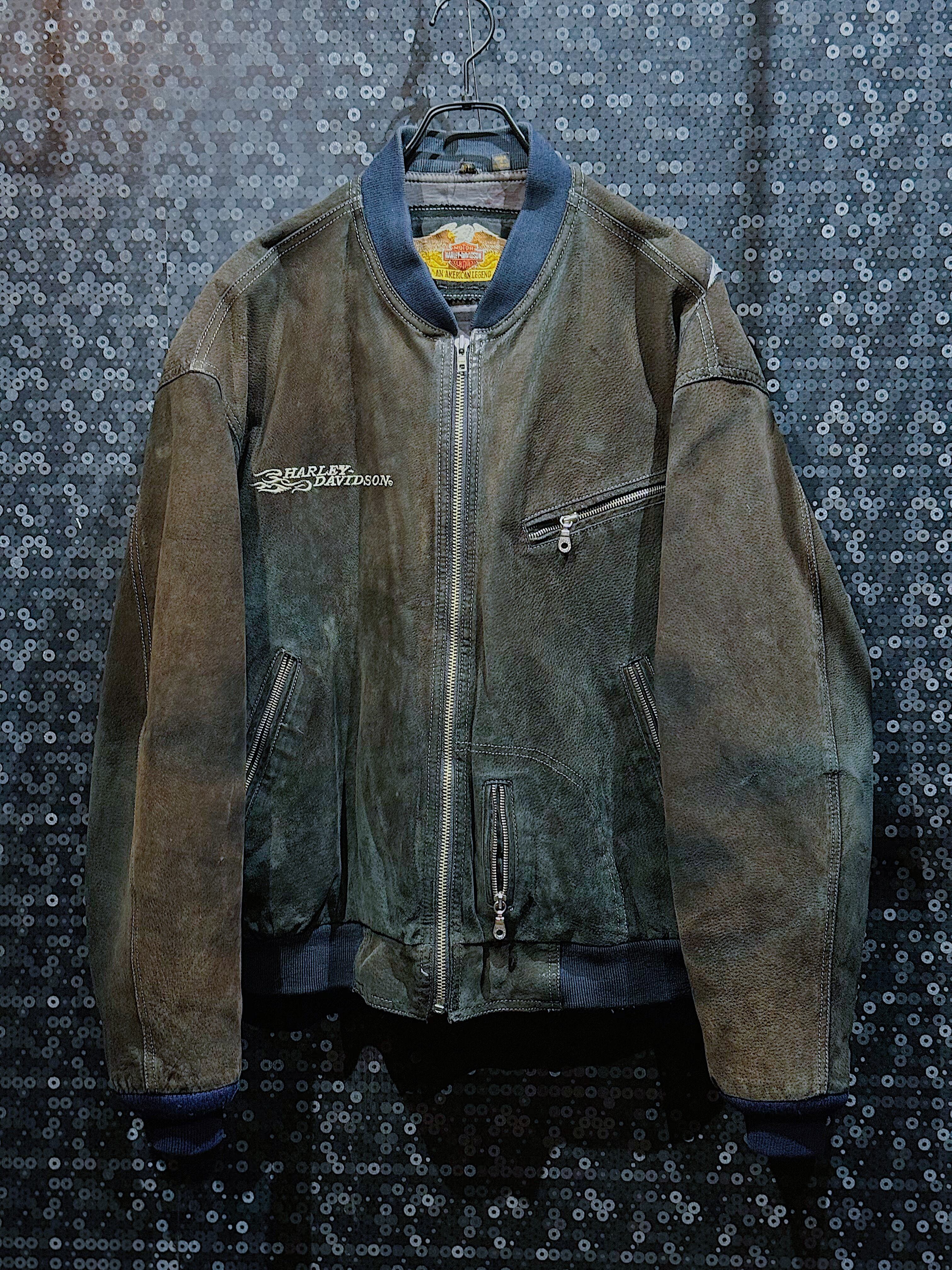【ÆIEM】"Harley-Davidson AN AMERICAN LEGEND" vintage deep aging Suede processing nubuck leather jacket