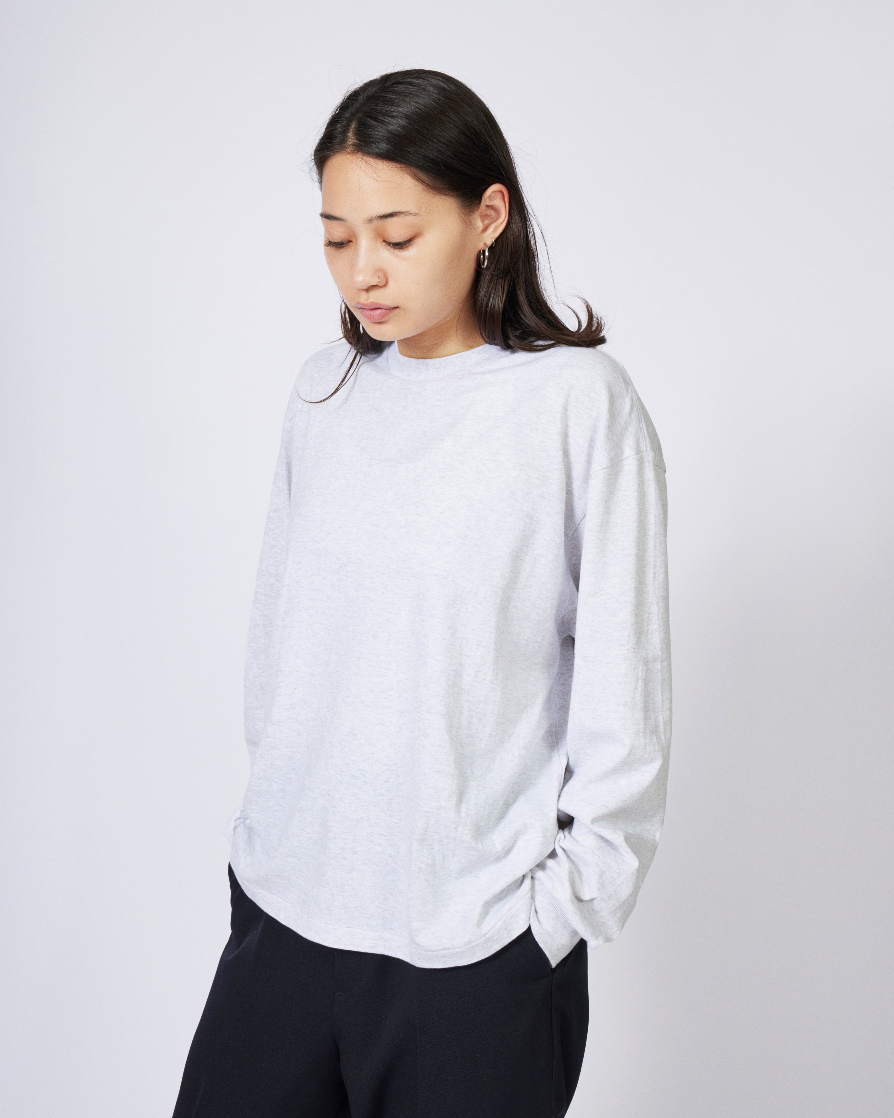 everyone american cotton long sleeve tee shirt (ASH) | everyone