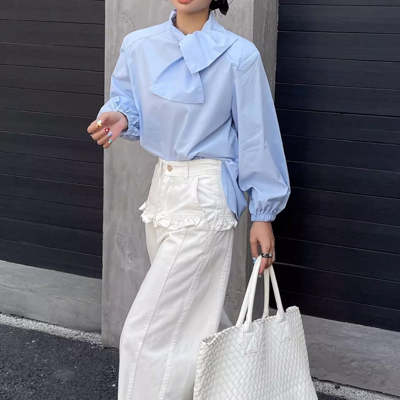 Bow Tie Oversized Shirt 01181