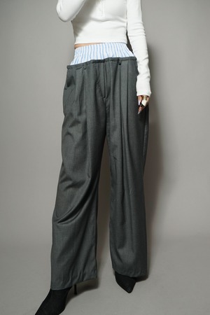 SWITCHING WAIST TUCK PANTS   (GRAY) 2404-94-922