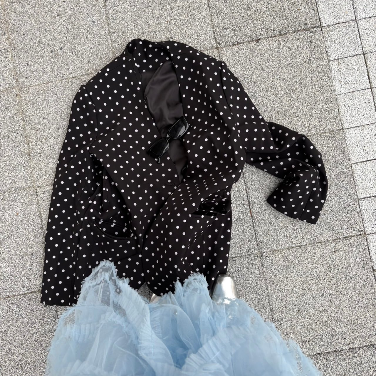 Oversized Polka Dot Jacket with Scarf_LN03391 | lanan(ラナン)
