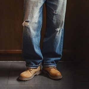 Retro Yellow Suede Leather Boots / レトロ イエロー スエード レザー ブーツ