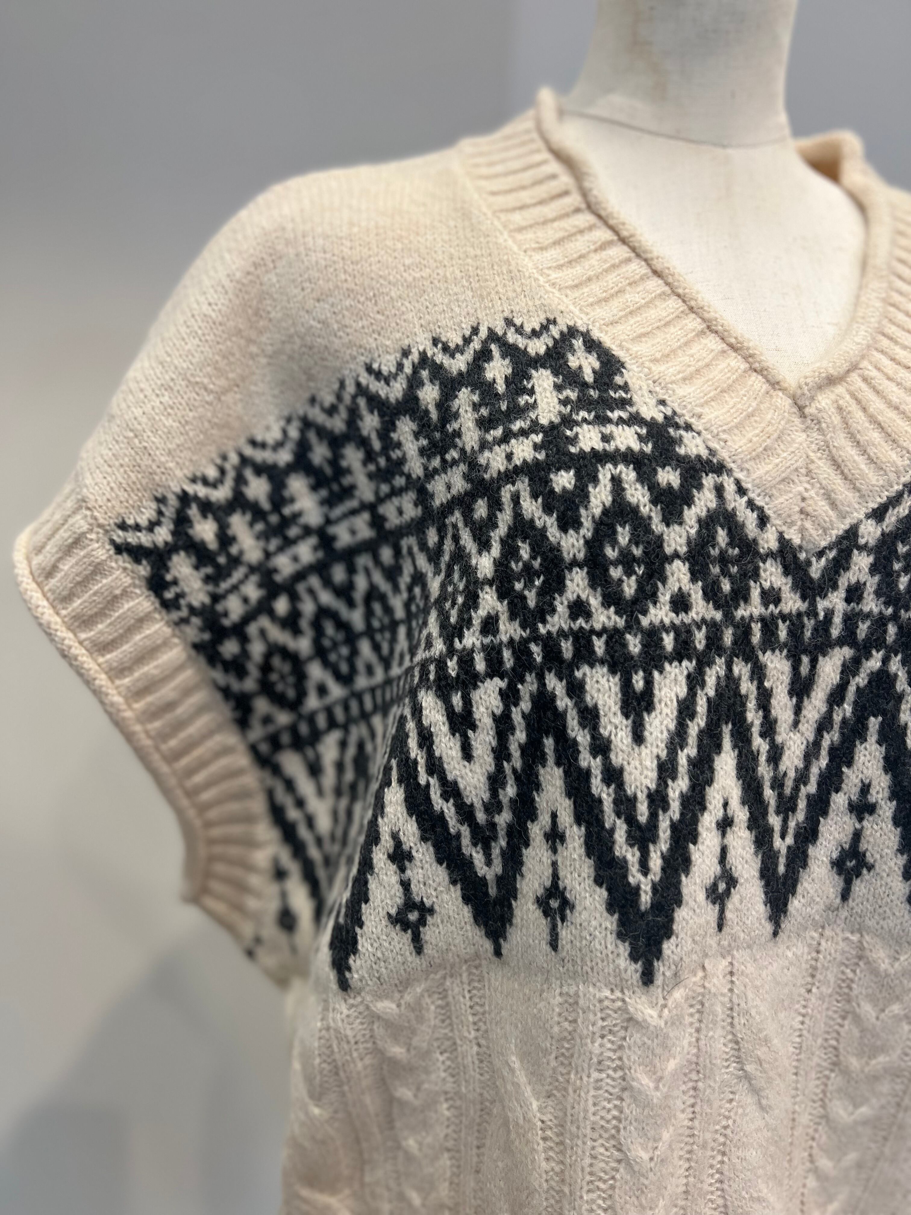 【SELECT】フェアアイル柄ワイドベスト 39-0422