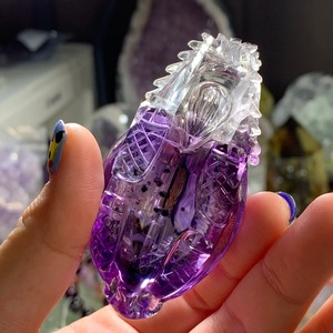 お客様オーダ品・ロマネサイトアメジスト龍亀、アクアマリン