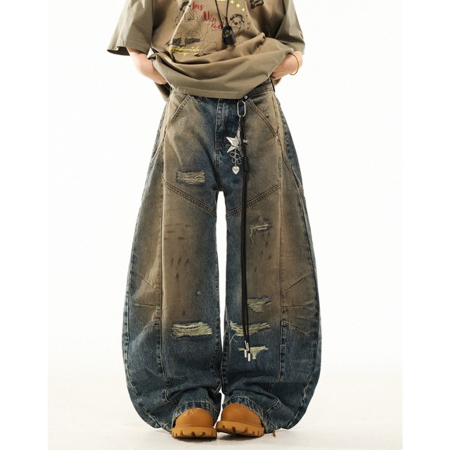 vintage washed distressed denim　ヴィンテージウォッシュダメージデニム　J1741