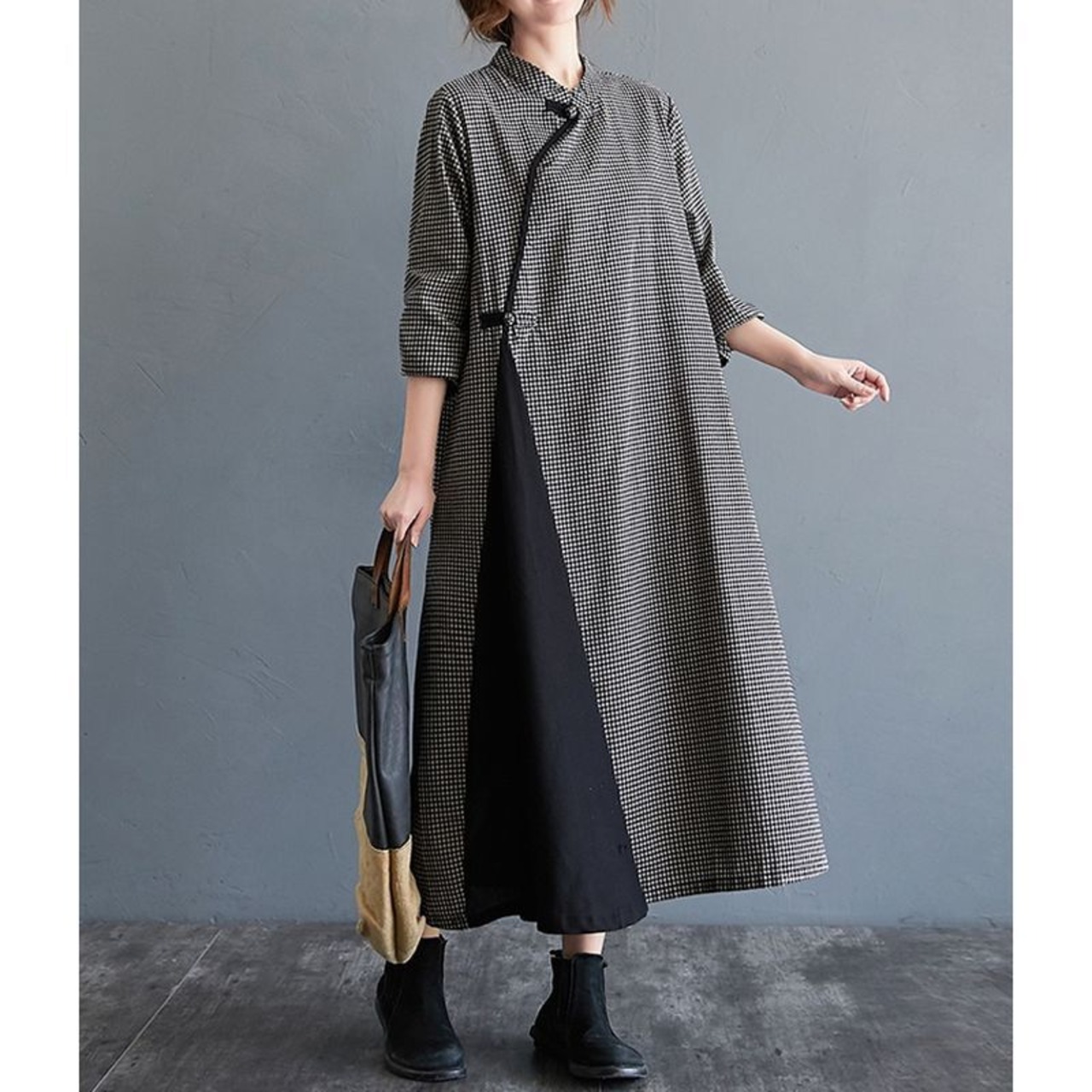 チャイナ 千鳥格子 ワンピース  00229