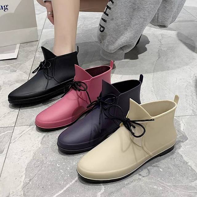 Fashionable rain boots with ties【L22SS0181】