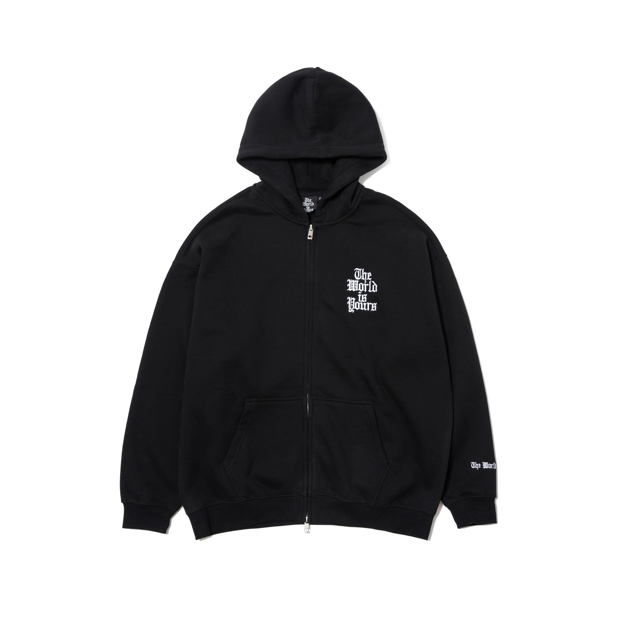 H/W OG LOGO ZIP HOODIE (BLACK) | THE WORLD IS YOURS