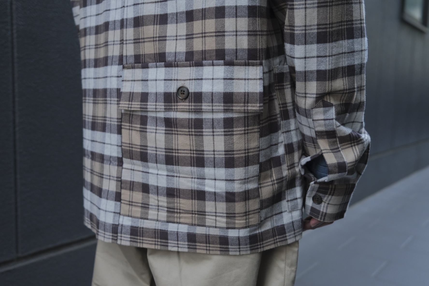 KENNETH FIELD(ケネスフィールド) / SHAWL JACKET NEL CHECK-GRAY-(13