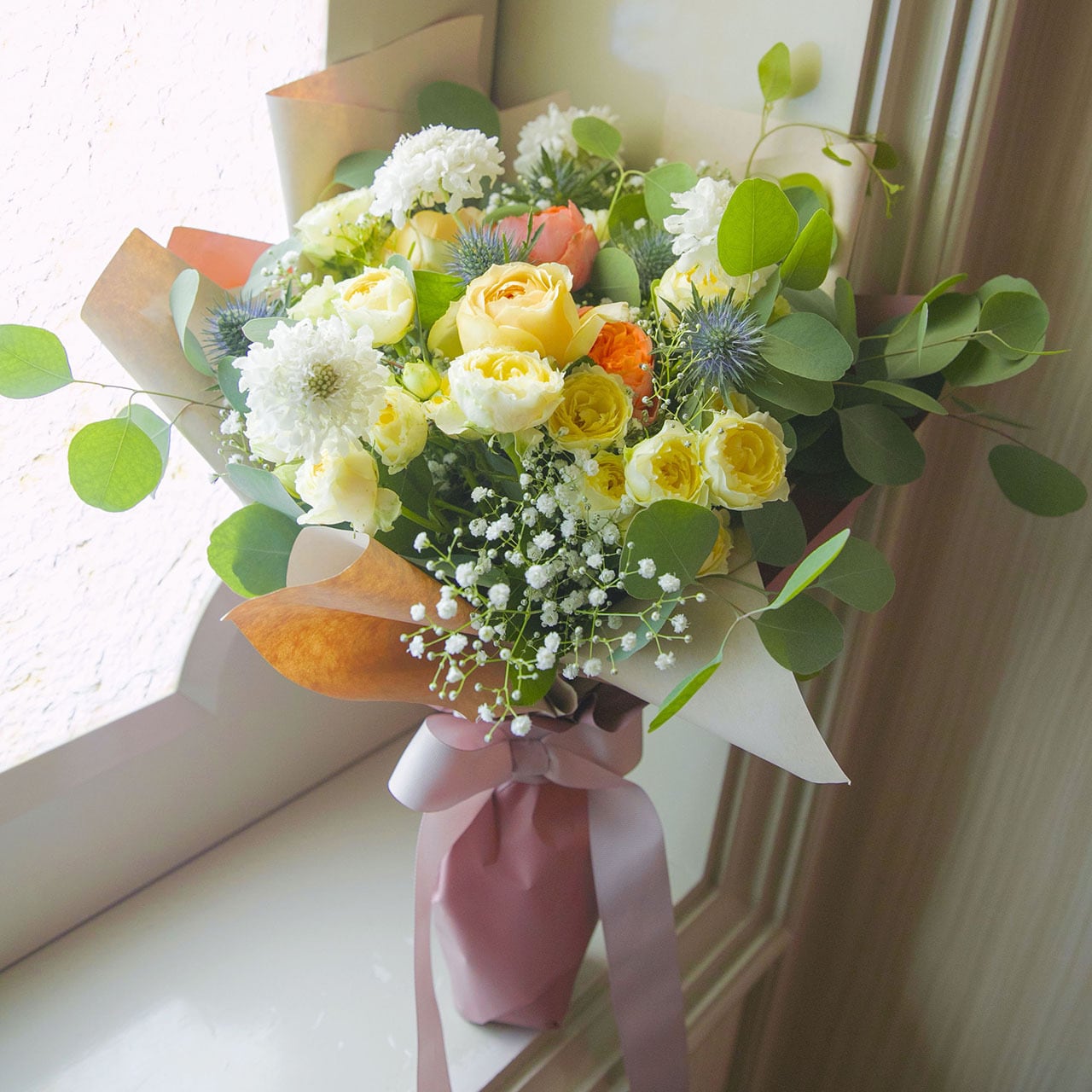 ゴールド花束写真 A3印刷作品 花の保存・A3サイズ元の花束のように｜花を長く残す プリザーブド