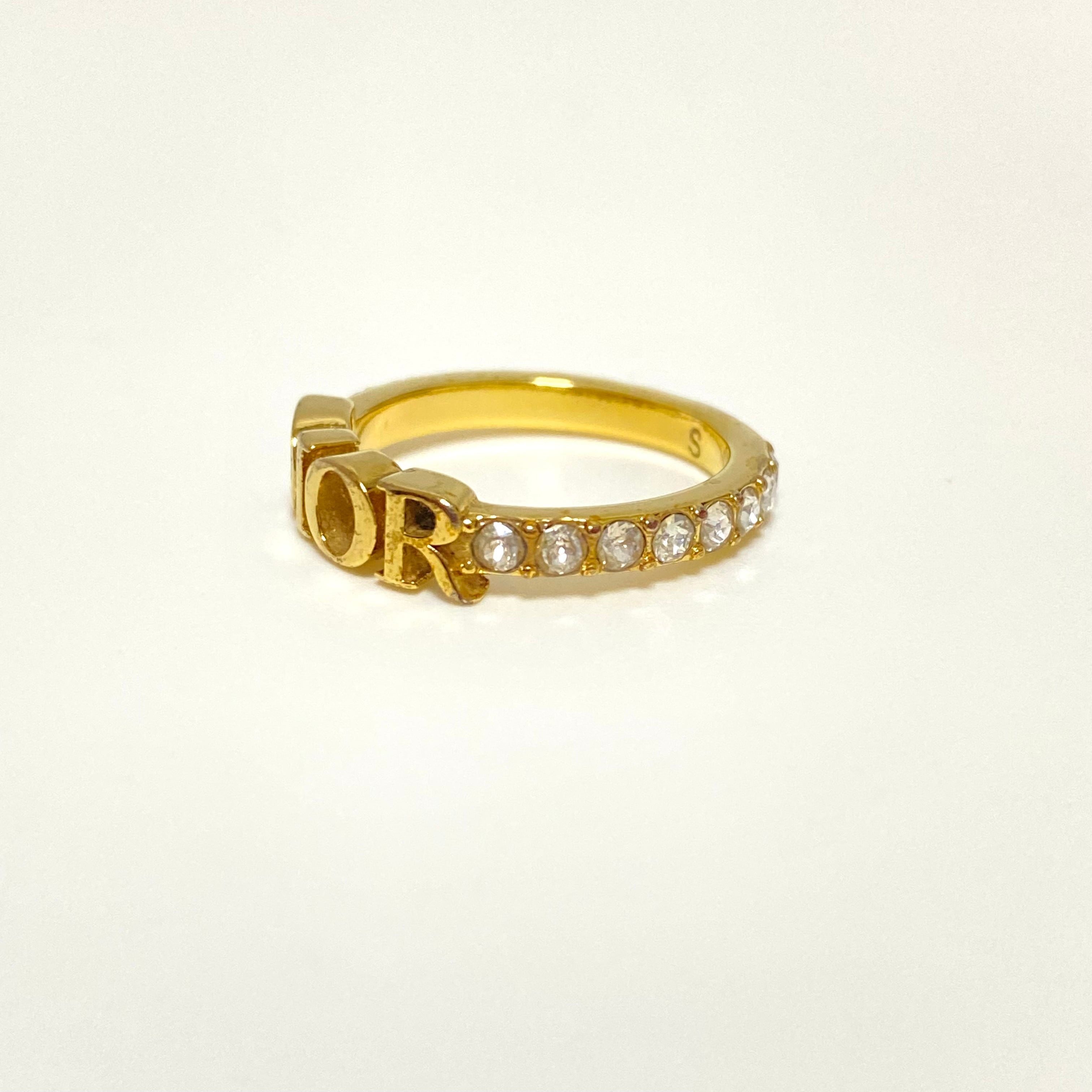 ディオール リング 指輪 ロゴ アクセサリー 小物 ラインストーン ゴールド-