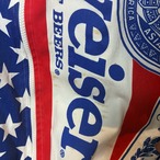90s USA製 Budweiser 総柄ジャケット バドワイザー ビール アメカジ コットンジャケット