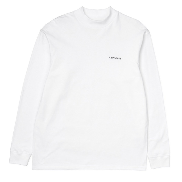 Carhartt (カーハート)L/S MOCKNECK SCRIPT EMBROIDERY T-SHIRT - White / Black