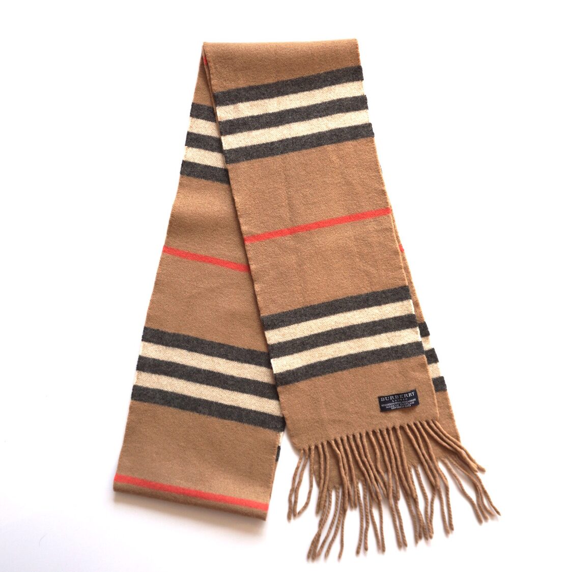 SCOTLAND製 [BURBERRY] メリノウール×カシミヤ マフラー ナロー  