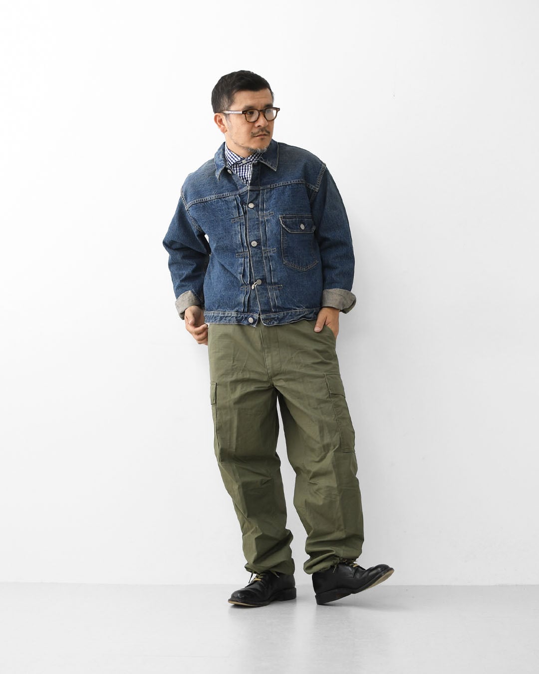 orslow [オアスロウ] TYPE1 40'S PLEATED FRONT BLOUSE USED WASH [03