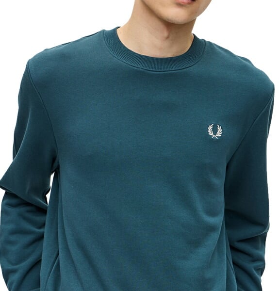 フレッドペリー スウェット トレーナー メンズ FRED PERRY CREW NECK SWEATSHIRT M7535 PETROL BLUE |  BEES HIGH powered by BASE