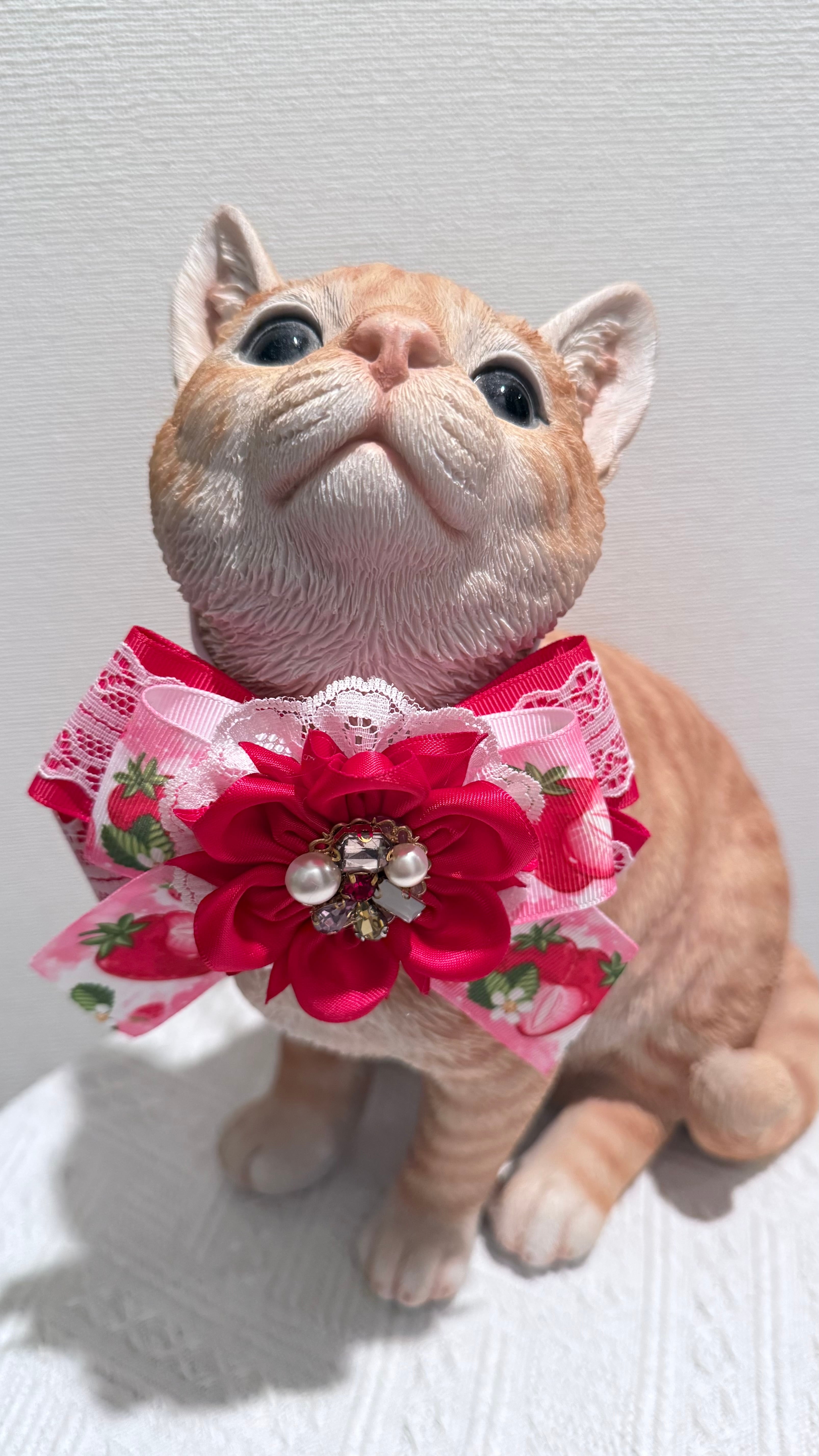 イチゴ祭り 犬猫チョーカー グランデサイズ お花モチーフ リボン 犬用