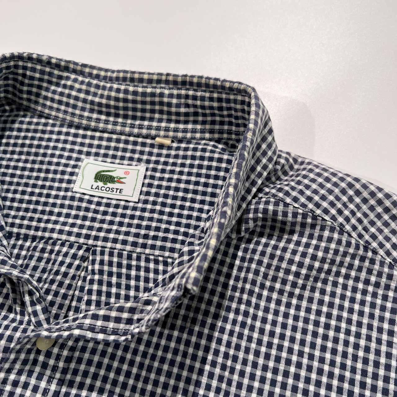 80s LACOSTE ラコステ ギンガムチェック BD 半袖シャツ サイズ 5 /ネイビー×ホワイト/大沢商会/ビンテージ