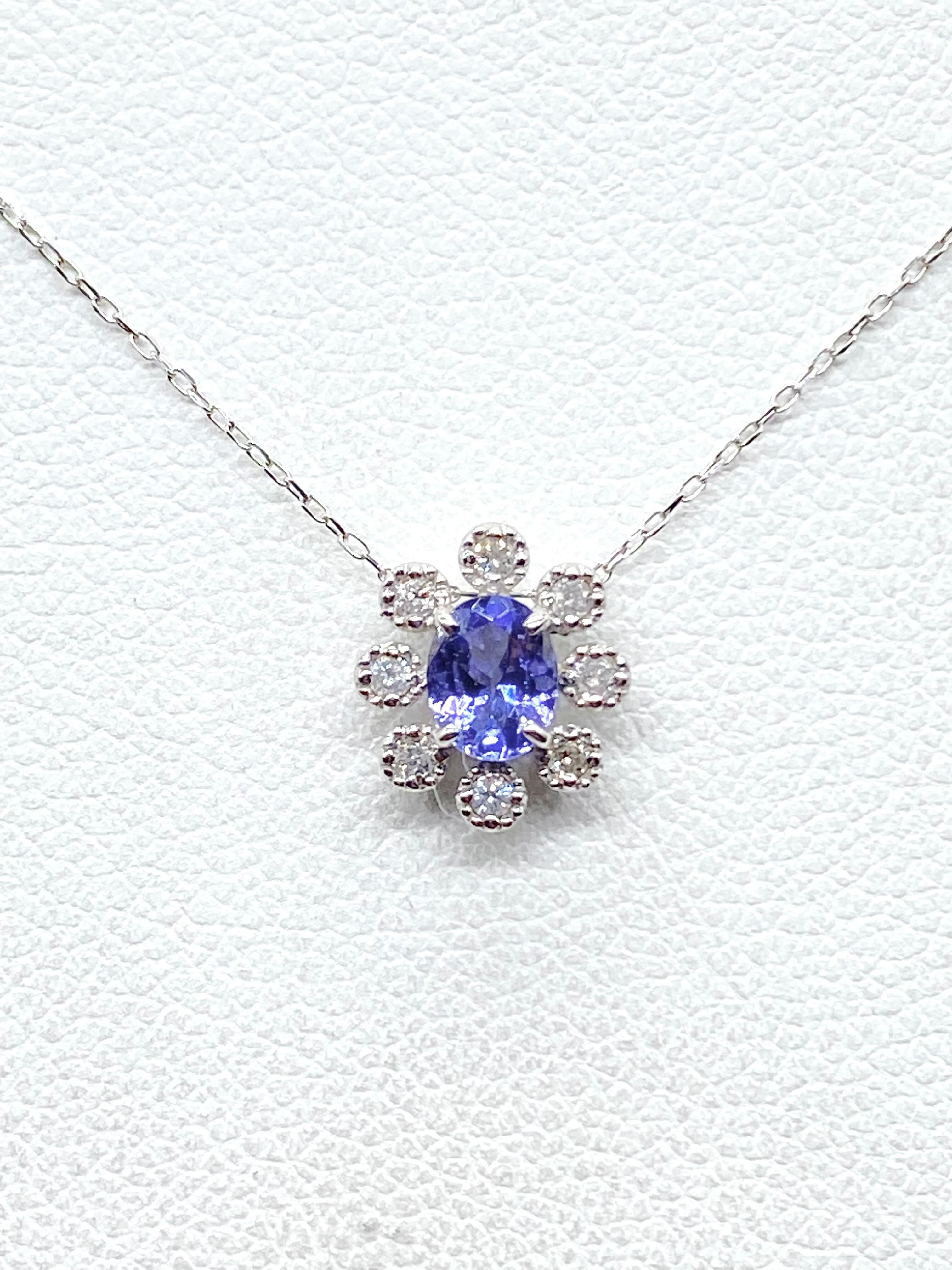 【3日以内返品可（※カード/キャリア決済の場合）】タンザナイト 0.33ct ダイヤモンド 計0.08ct K18WG  ネックレス【リフレッシュメント(新品仕上げ・補修・洗浄等済)】 | シークレットベース　Secret Base powered by BASE