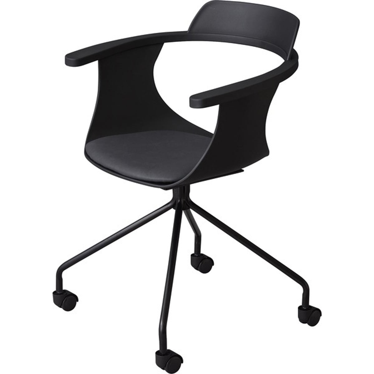 デスクチェア PC-986BK PC-986WH チェア いす 椅子 イス キャスター シンプル スチール 肘掛け アームレスト 背もたれ ブラック ホワイト