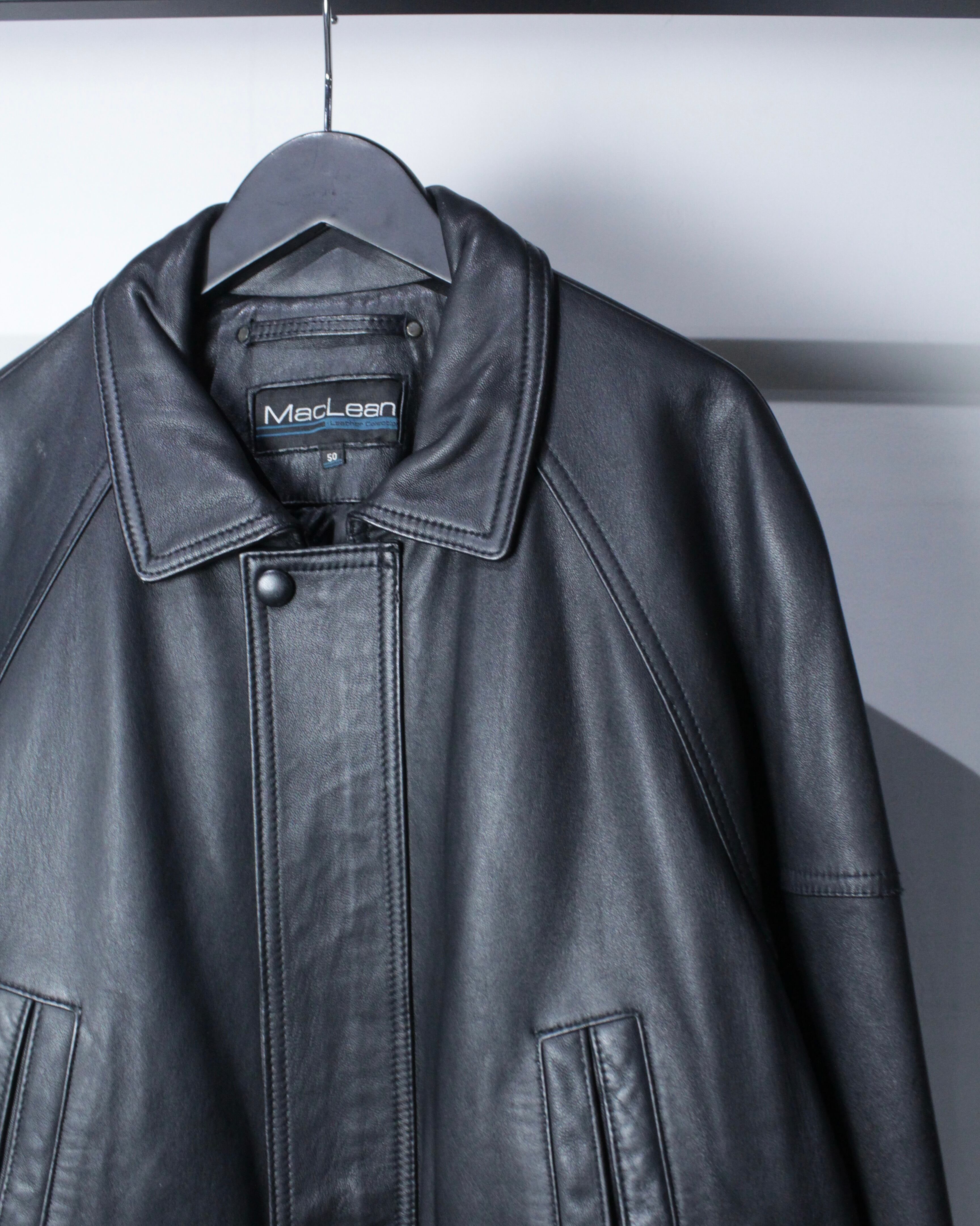 Caka BLACK】Pocket Gimmick Vintage Loose Leather Jacket | Caka