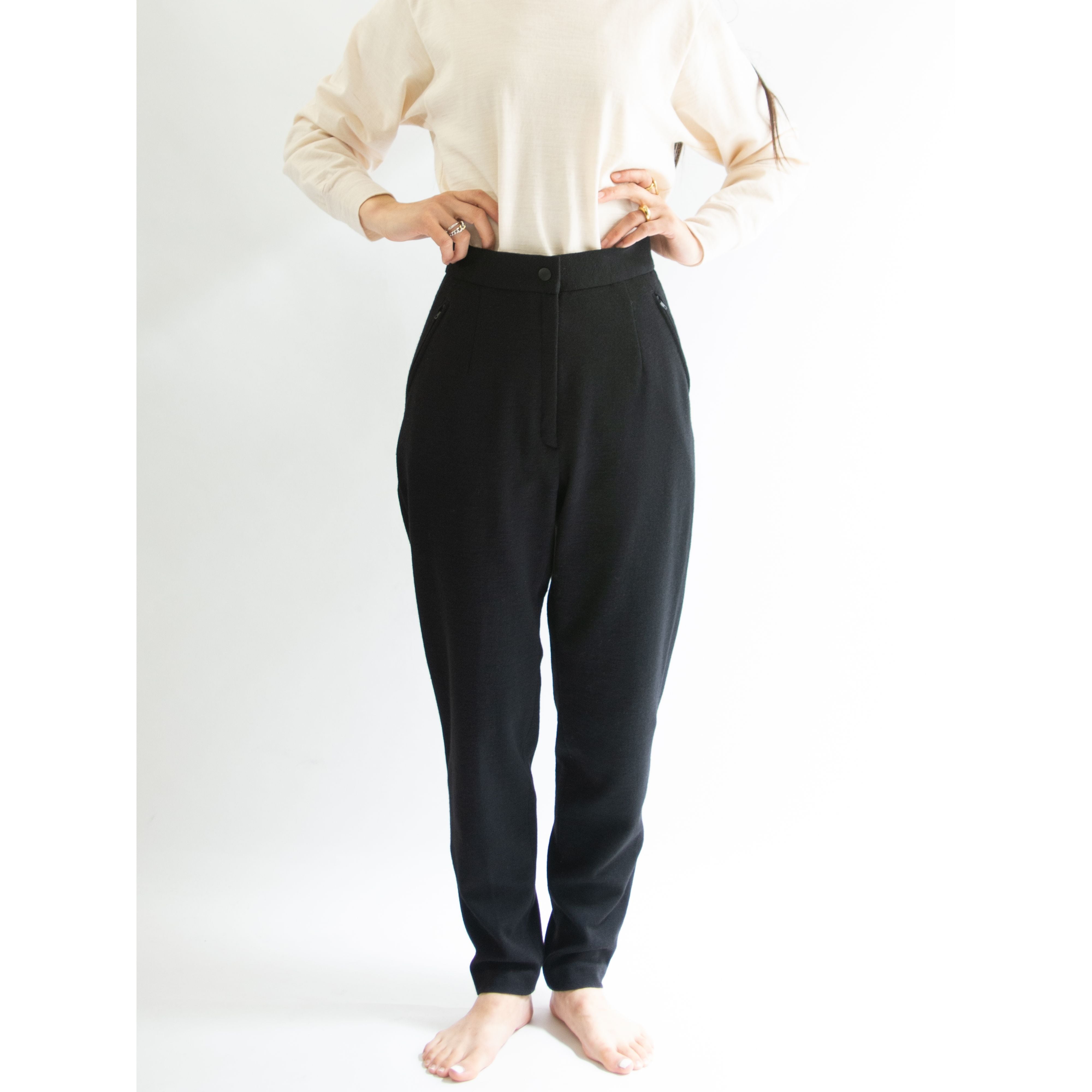【LANCEL】Polyester-wool jersey tapered pants（ランセル ポリエステルウールジャージー テーパードパンツ）1b