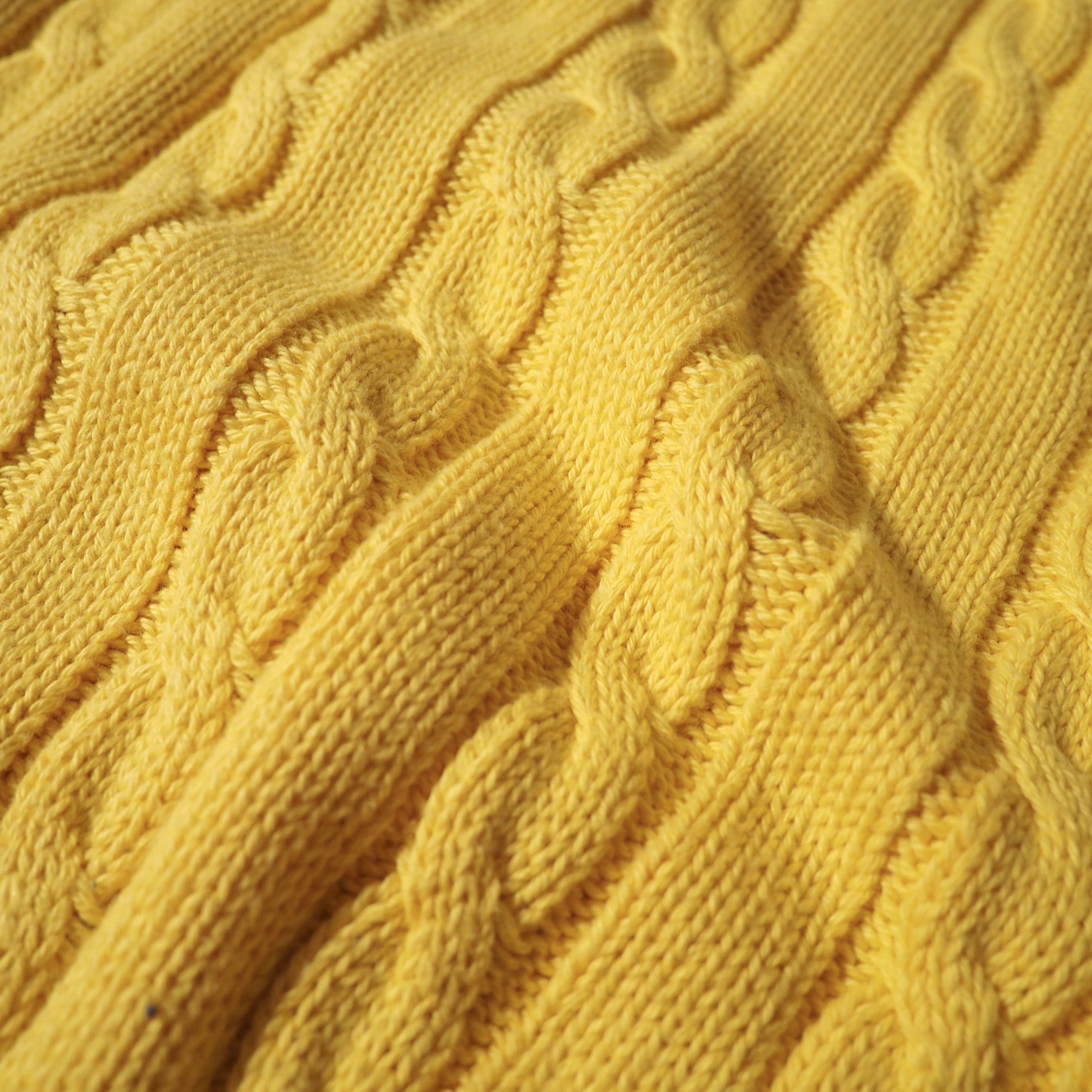 1990s ” Fox hound ” calm lemon yellow color cotton knit cardigan (made in Italy)