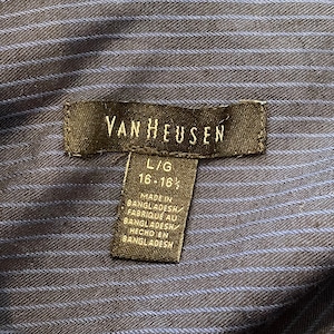 【VAN HEUSEN】ストライプ ブルー 柄シャツ 長袖シャツ L サイズ US古着