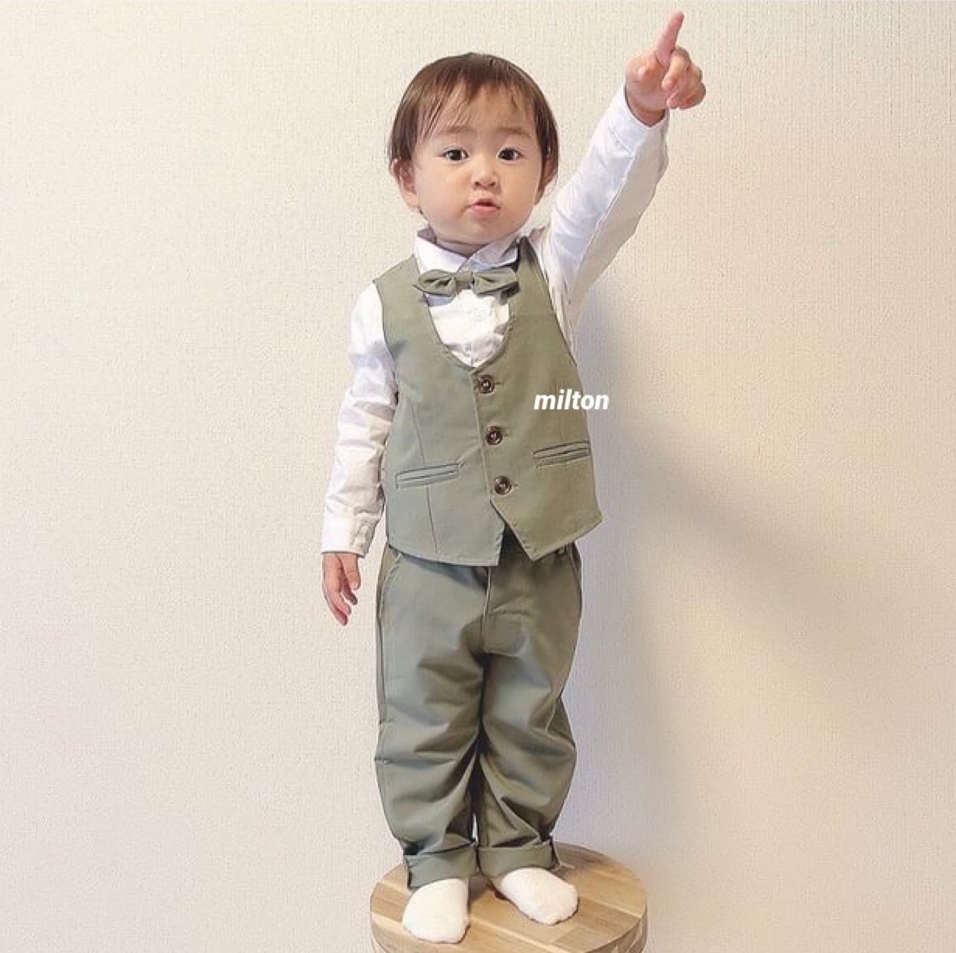 カーキベルトスーツ】80 90 100 110 cm 男の子 スーツ ベビー キッズ
