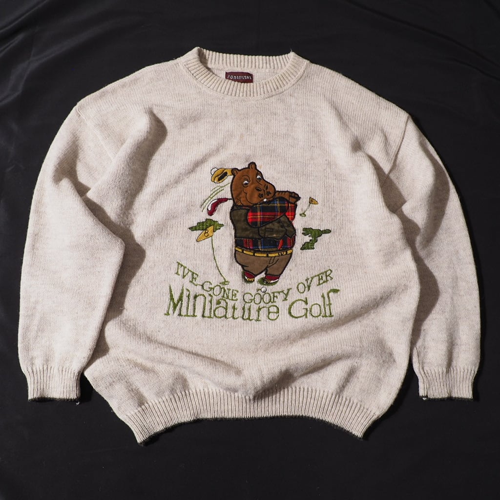 1990s Forrestal golf lesson animal embbossed vintage loose knit (made in Italy)
