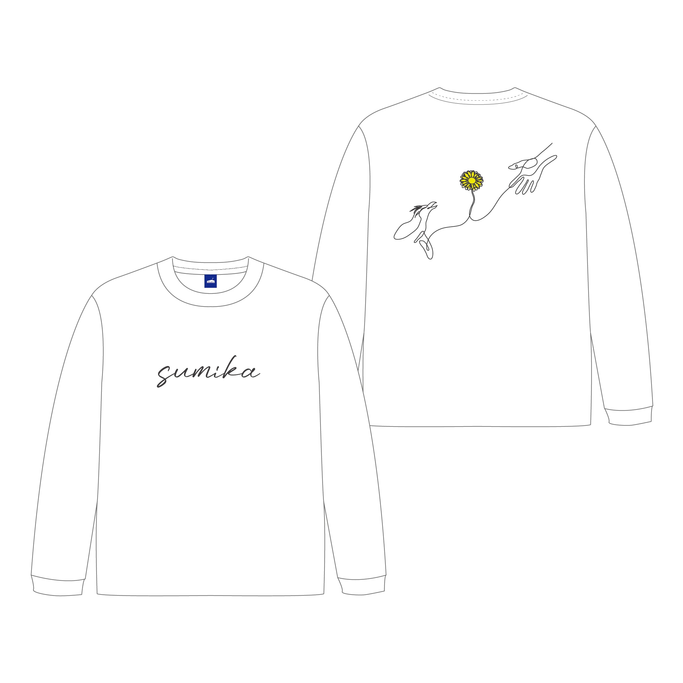 sumika / one stroke ロングスリーブTシャツ（ホワイト）